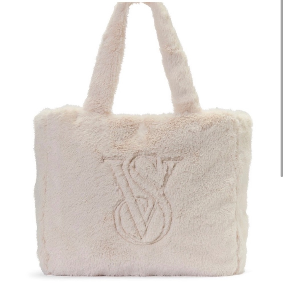 VICTORIA'S SECRET Faux-Fur cream Tote NWT